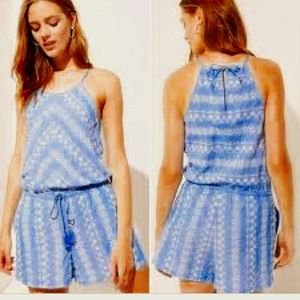 The LOFT Blue Embroidered Romper